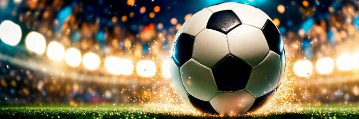 Fototapeta premium soccer ball in the goal. Selective focus.