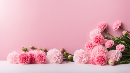 Carnation pink background, suitable for Mother's Day, International Women's Day, and other similar celebrations. Space for text.