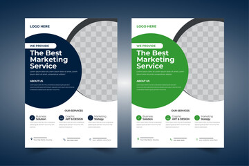 a bundle of 2 templates of A4 Business Flyer Set with Creative Geometrics,  Business Flyer Collection with Modern Geometry, Flyer Bundle with Sleek Modern Designs