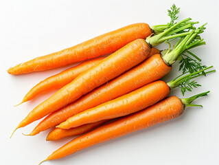 Fresh carrots on white background in minimalist style. 