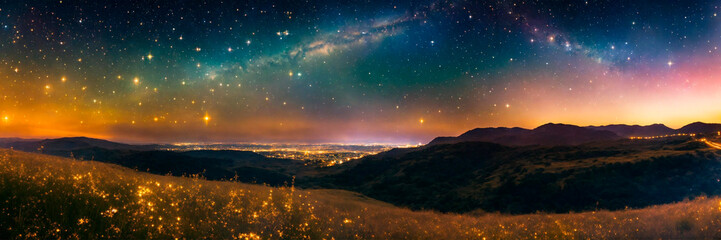 Beautiful starry night sky. Selective focus.