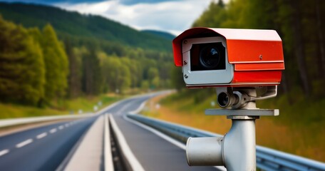 A Roadside Radar Camera Diligently Monitoring Vehicle Speeds