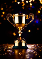 golden big winner cup. Selective focus.