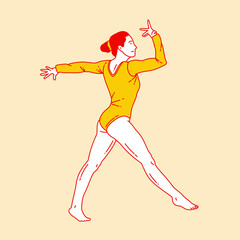 Simple cartoon illustration of female gymnastics 6