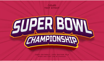Text Effect Super Bowl Championship Style. Editable Text Effect Style Sport Vintage. - obrazy, fototapety, plakaty