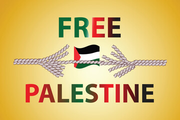 Free Palestine Vector illustration with rope.