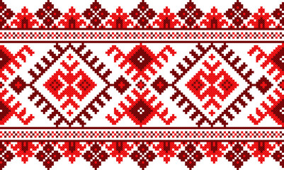 pixel pattern. seamless tribal pattern. local fabric pattern. cross stitch - obrazy, fototapety, plakaty