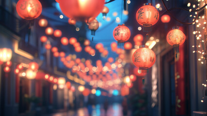 Obraz na płótnie Canvas Cinematic Celebration: Chinese New Year’s Eve in the Street