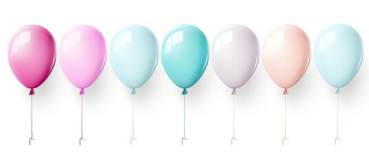 Set of Pastel color balloons isolated on white background