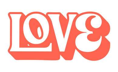 Love text in retro trendy style. Lettering typography.