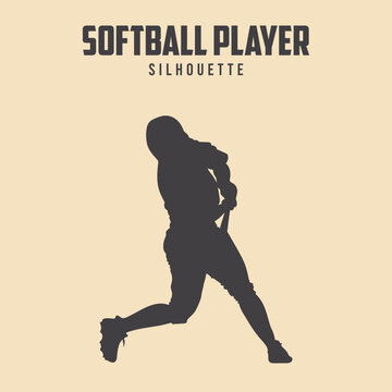 Softball Player black silhouette vector