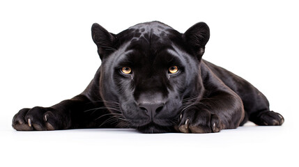 Obraz premium Standing black panther isolated on white background