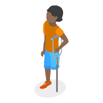 3D Isometric Flat Vector Illustration of Children With Cerebral Palsy, Support for Kids with Health Problems. Item 2