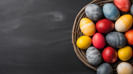 Colorful easter greeting card template with copy space for creative holiday wishes