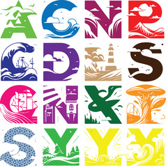 Set of Alphabets Design Words