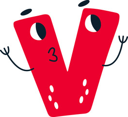 V Letter Funny Children Alphabet