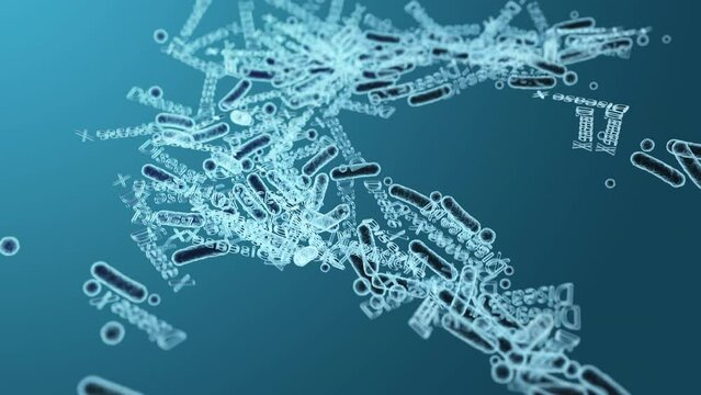 Close-up of  disease X on a blue background. 3d rendering illustration.
