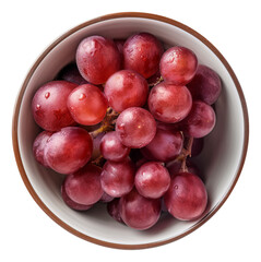 Bowl of red grape fruits isolated. Top view.