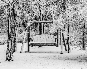 Adirondack Swing Covered in Snow in the Winter