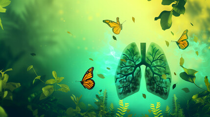 Fototapeta na wymiar Green lungs - environmental protection concept - surreal illustration.