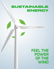 poster of wind turbine with green leaves