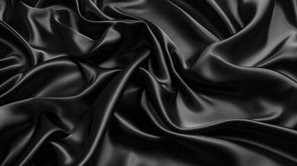 Obraz premium Black satin background. Luxury elegant silk, satin texture. 