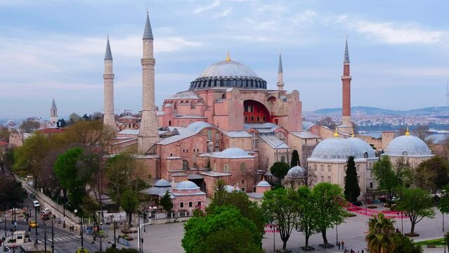 Hagia Sophia aerial footage, Istanbul, jk01