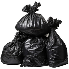 Black garbage bag isolated on transparent background