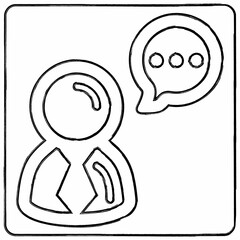 Man speaking icon doodle design.