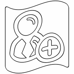 Man icon with plus sign doodle design.