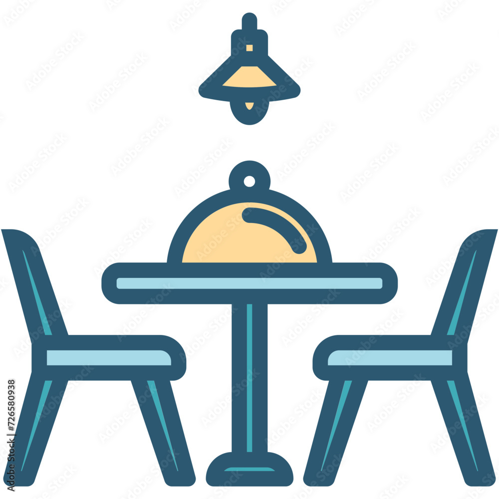 Sticker dining table illustration