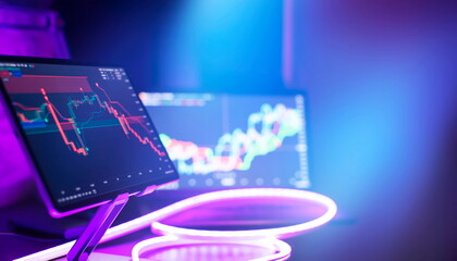 Economic graph with diagrams on the stock market, for business and financial concepts