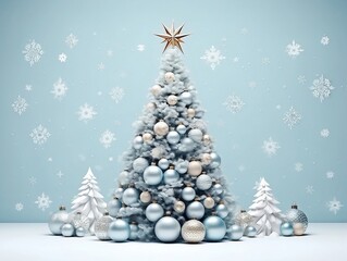 Christmas tree is decorated with all kinds of ornaments