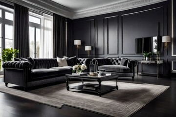 modern living room with black beauty