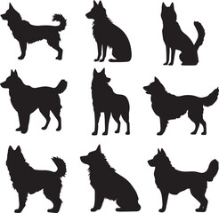 Alaskan Malamute Dog Silhouettes