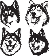 Akita Dog Vector Stencil Collection