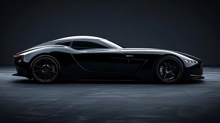 Deurstickers Black sports car on dark grey background in a studio. © Jammy Jean