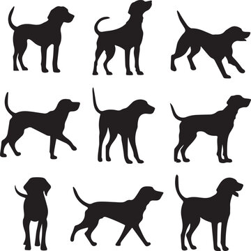 American Foxhound Dog Silhouettes