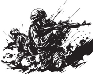 Army Soldier Stencil Vector Illustration