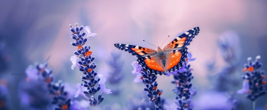 Beautiful Butterflies Sitting On Wild Flower, Wallpapers Background