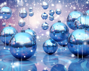 christmas balls on snow