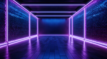 Empty room with neon space for design