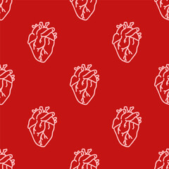 anatomical heart seamless vector pattern