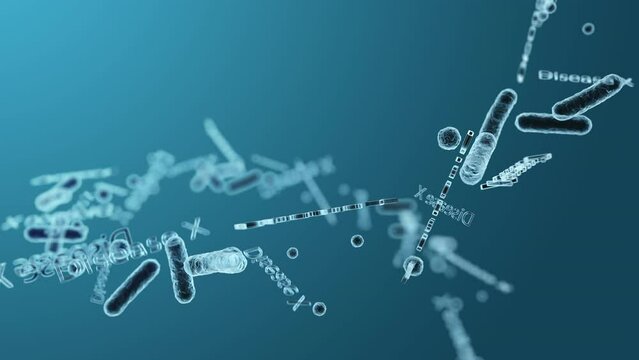Close-up of  disease X on a blue background. 3d rendering illustration.