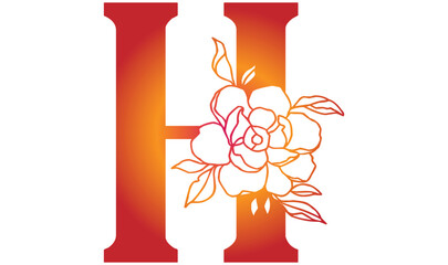 Initial letter H botanical flower logo design template. Fit for wedding business brand, fashion, jewelry, boutique, florist shop, floral and botanical. Vector illustration