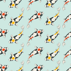 Seamless pattern with Koi carp. Vector illustration for design and print