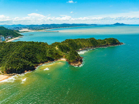 aerial photo with drone of Praia Brava in Itaja&iacute; Santa Catarina Brazil