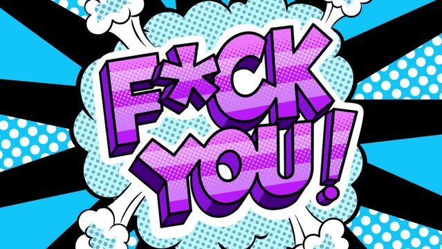 Swear obscenity word sign pop art retro. Comic book style imitation. Thin clean lines video animation. High quality 4k footage. 