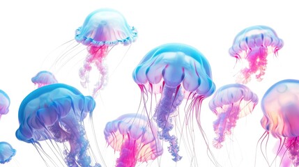 set of jellyfish isolated on white background