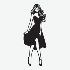 Young women posing, moderd times working girl silhouette vector modern fashionable girls